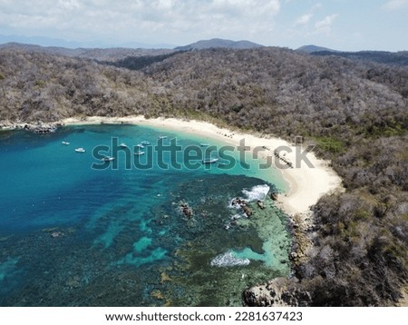 4k drone photo of a famous beach in oaxaca huatulco mexico natural drone summer panoramic view