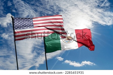us mexico flag concept, border problems with countries Royalty-Free Stock Photo #2281651931