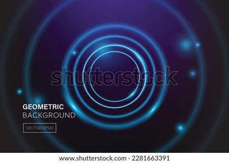 Futuristic blue circle glowing neon light in gradient dark black outer space background  Royalty-Free Stock Photo #2281663391