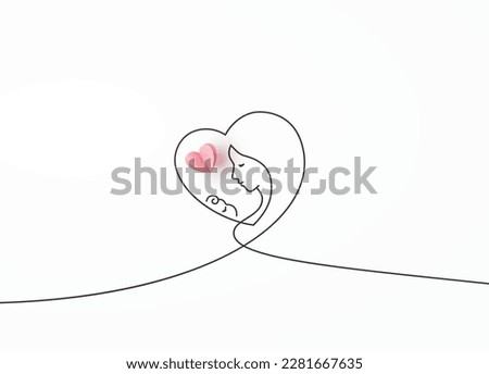 Mother's day greeting card. Vector banner with pink paper heart. Symbol of love mom and child on white background. Royalty-Free Stock Photo #2281667635
