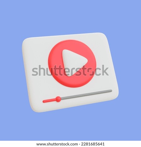 3d minimal movie icon. video entertainment icon. video screen. 3d illustration, clipping path included.