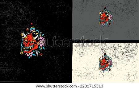 Vector of a colorful dragon with flowers and horns