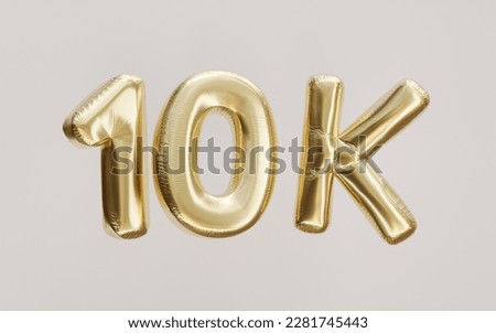 10k gold balloon foil text  Royalty-Free Stock Photo #2281745443