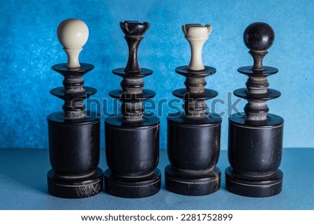 Chess Pieces on blue background for Game and Strategy
