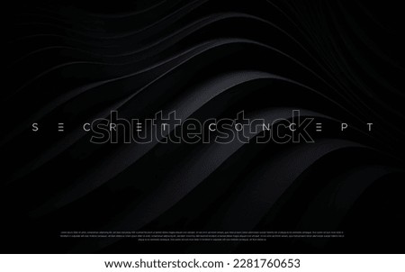 Abstract futuristic dark black background with waved design. Realistic 3d wallpaper with luxury flowing lines. Elegant backdrop for poster, website, brochure, banner, app etc… vector illustration  Royalty-Free Stock Photo #2281760653