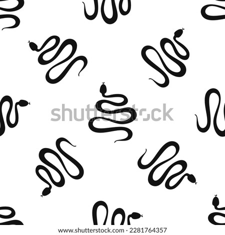 Seamless pattern with snakes illustration black color on white