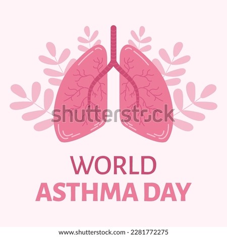 Square banner for world asthma day. Hand drawn human lung illustration. Royalty-Free Stock Photo #2281772275