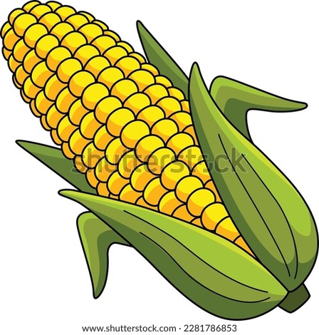 Corn Fruit Cartoon Colored Clipart Illustration