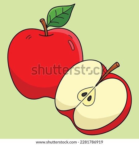 Apple Fruit Colored Cartoon Illustration