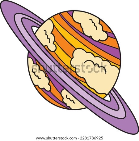 Planet Saturn Cartoon Colored Clipart Illustration