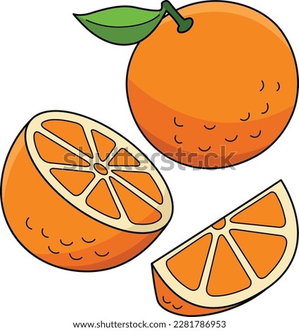 Orange Fruit Cartoon Colored Clipart Illustration