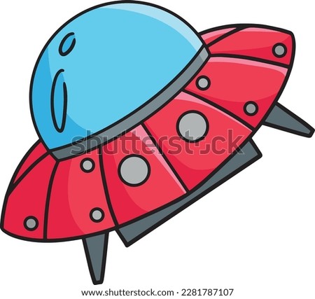 UFO Spaceship Cartoon Colored Clipart Illustration