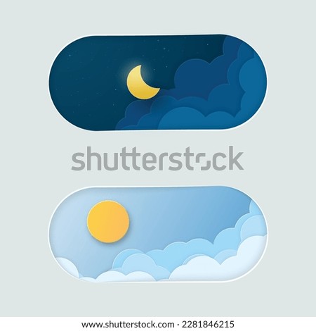 Day and Night Moon Icon Vector  isolated on white background. Silhouette symbol. Vector logo for web design, mobile and white background. Royalty-Free Stock Photo #2281846215