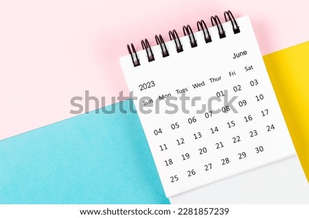 June 2023 Monthly desk calendar for 2023 year on beautiful background. Royalty-Free Stock Photo #2281857239