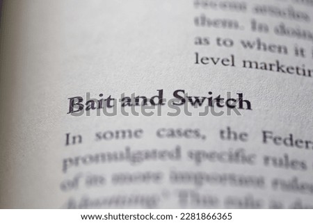 bait and switch printed in text on page as visual aid or business law reference