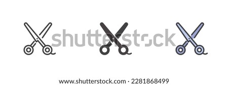 Barber scissors different style icon set. Line, glyph and filled outline colorful version, outline and filled vector sign. Symbol, logo illustration. Vector graphics Royalty-Free Stock Photo #2281868499
