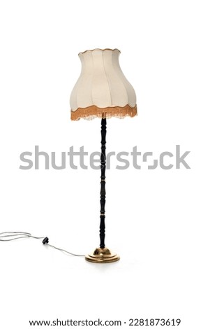 retro floor lamp with a lampshade on a white background isolated Royalty-Free Stock Photo #2281873619