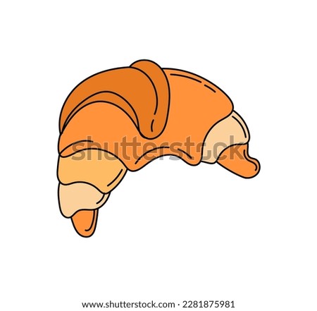 Croissant doodle Vector color illustration isolated on white 