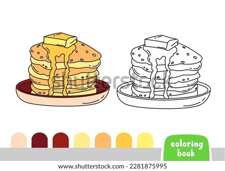Coloring Book for Kids Pancakes Page for Books Magazines Vector Template