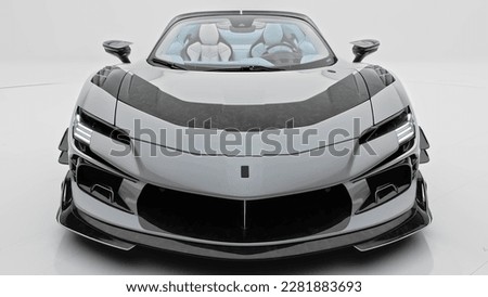 White Italial supercar concept isolated front side Royalty-Free Stock Photo #2281883693
