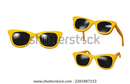 3d render of yellow Sunglasses from different angles. vector illustration Royalty-Free Stock Photo #2281887153