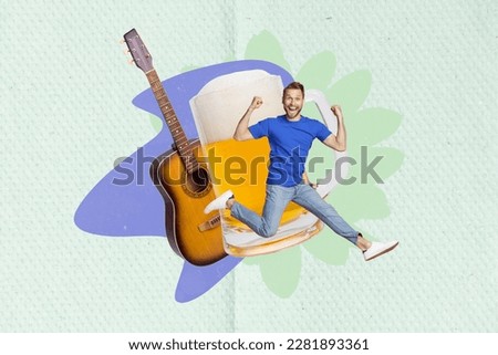 Artwork magazine collage picture of excited guy exited friday evening night isolated drawing background