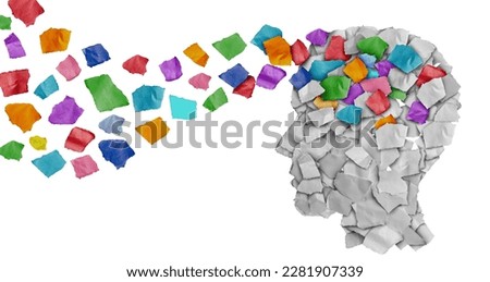 Training And Education as a human brain with torn paper as a learning student  for skill development and creative instruction symbol or psychology and Autism or Autistic communication. Royalty-Free Stock Photo #2281907339