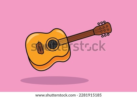 Cute guitar cartoon icon illustration. design isolated flat cartoon style