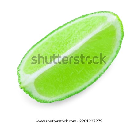 Lime slice isolated on white background. Lime citrus fruit closeup