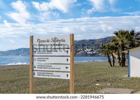 Sign on the beach in Andalucia (Spain)