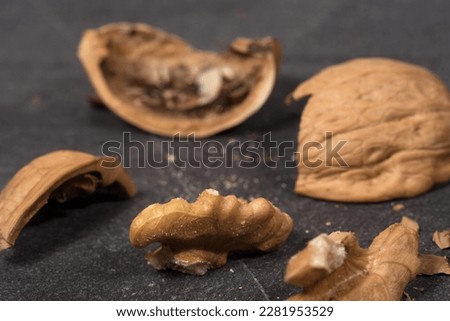 of beautiful walnuts, macro photo of walnuts, close-up of walnuts of brown color
