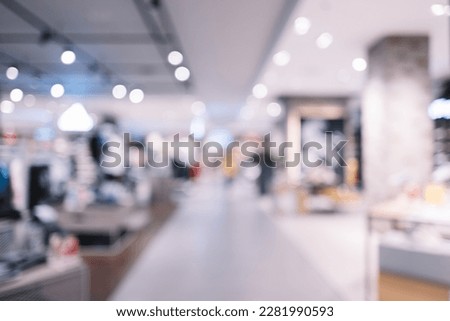Out of focus, bokeh blurry background of shopping mall