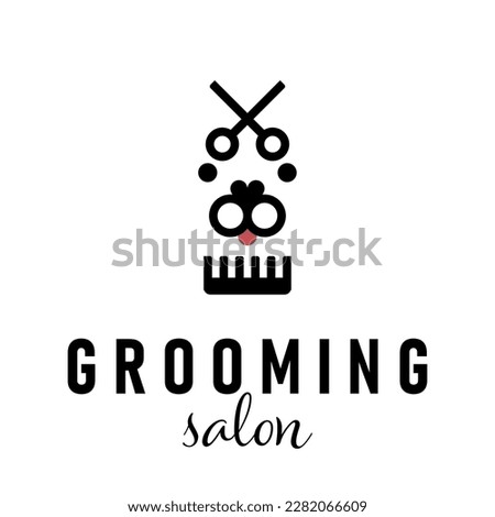 Dog grooming. Pet styling and grooming shop, hair salon, pet store signboard for dogs. Shearing animal Royalty-Free Stock Photo #2282066609