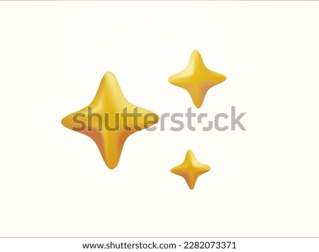 Gold star sparkle emoji. Cute shiny star shaped object. Magic element. Party confetti with star and serpentine ribbon. sparkle icon. shine symbol isolated on white background. 3d vector illustration