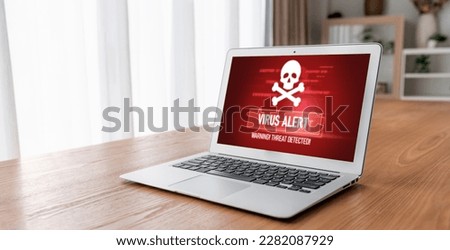 Virus warning alert on computer screen detected modish cyber threat , hacker, computer virus and malware Royalty-Free Stock Photo #2282087929