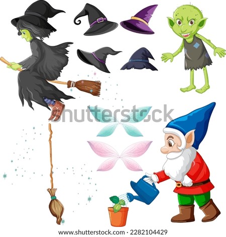 Fairy Cartoon Character Vector Set illustration