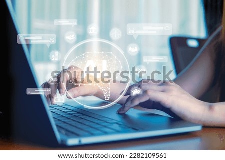 Businessman using chatbot in smartphone intelligence Ai, AI Artificial Intelligence people using technology and AI application AI chat and control technology.
