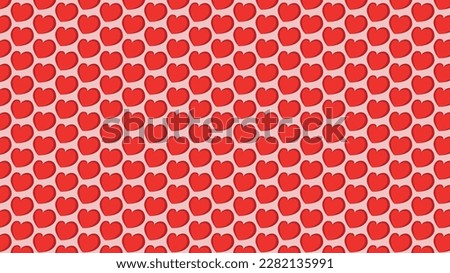 Vector background with pattern fill. Heart in red color with shading. Pattern fill, hearts, repeating, love, romance, holidays, romantic, wrapping paper, decoration, cards.