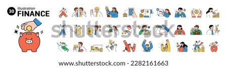 Finance and people, accounts for household economic growth, investment plan management. Outline style people mega set. Vector illustration. Royalty-Free Stock Photo #2282161663