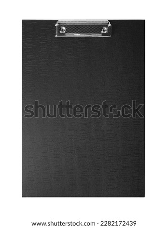 Black clipboard isolated on white, top view Royalty-Free Stock Photo #2282172439