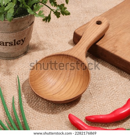 Wooden Spatula from Teak Wood for cooking  Royalty-Free Stock Photo #2282176869