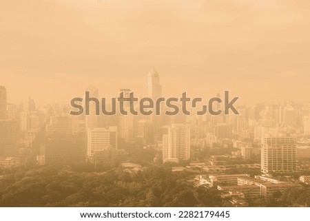 dust pm 2.5 top view on top roof skyline bangkok capital city in asia Royalty-Free Stock Photo #2282179445