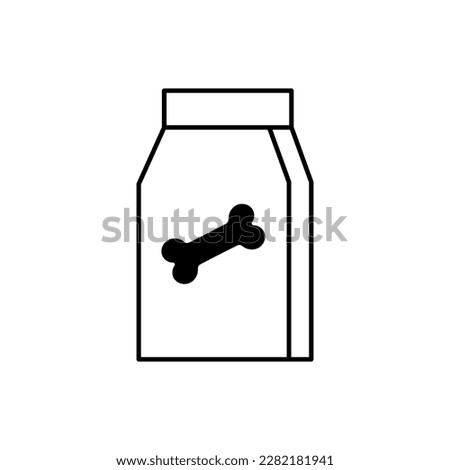 Bag with pet food on white background