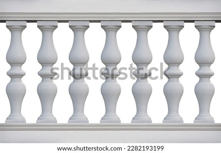 Old classic concrete italian balustrade - seamless pattern concept image on white backgroud for easy selection useful for renderings. Royalty-Free Stock Photo #2282193199
