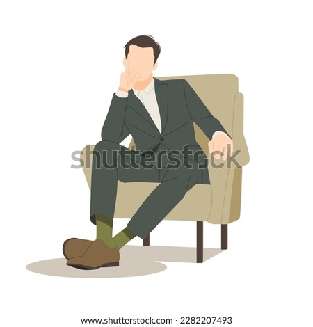 confident man sitting on sofa illustration