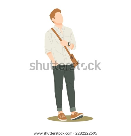 employee standing and posing in stylish outfits illustration