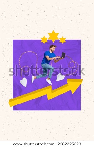 Creative 3d photo artwork graphics collage painting of excited guy getting working emails isolated drawing background