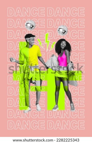 Creative illustration picture photo collage poster banner of positive people enjoy weekend vibe cool party isolated on painted background