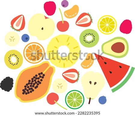 Illustration of a set of cut fruits Royalty-Free Stock Photo #2282235395