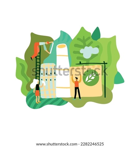 Ecological restoration nature care flat composition vector illustration Royalty-Free Stock Photo #2282246525